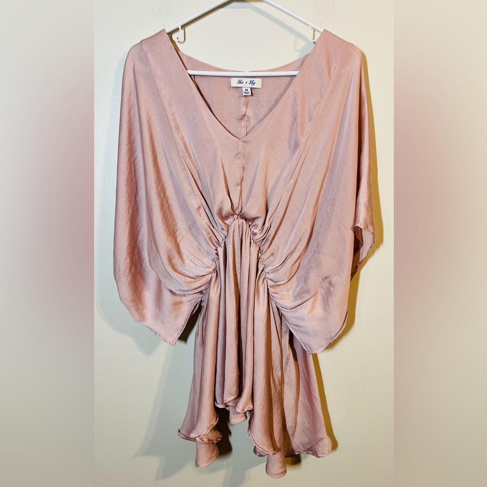 She + Sky Elegant Pink Women's Top, Medium